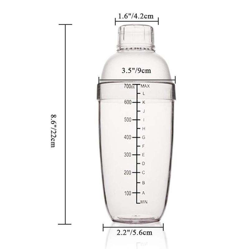 FEOOWV Plastic Cocktail Shaker, Hand Drink Mixer Boba Tea Shaker
