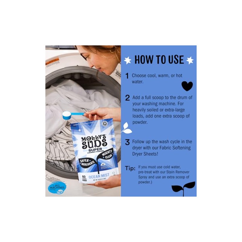 Molly's Suds Super Powder Detergent | Extra Strength Laundry Soap,