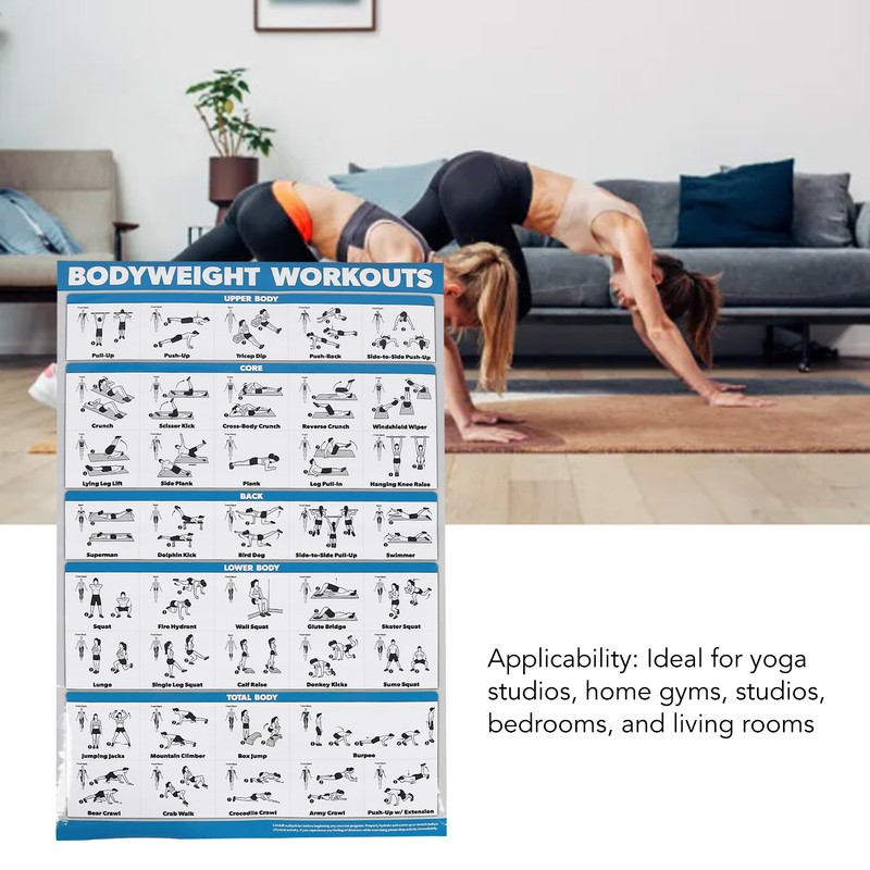 60x90cm Workout Charts Clear Rugged Easy Reading Bodyweight Exercises Poster