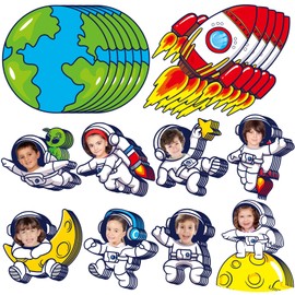 Yiaoyinnz 120Pcs Outer Space Cutouts Astronaut Bulletin Board Set Decoration Space Theme Classroom Decoration Planet Rocket Paper Cut Outs Decor for Back to School Party Supplies DIY Craft Projects