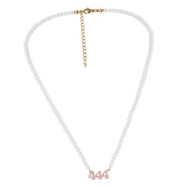 TOVINANNA Angel Digital Pearl Necklace for Women Clavicle Chain Fashion Pendant with Faux Pearls for Beach and Casual Outfits for Birthdays and Special Occasions