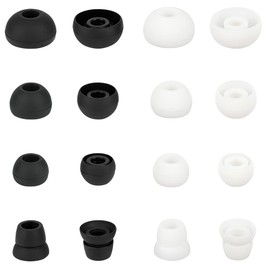 Replacement Earbud Tips Silicone Ear Tips Earbuds Buds Set Compatible with Powerbeats 1/2/3 Wireless Beats by Dre Headphones,8 Pairs Earbud Cap(Black+White)