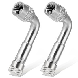 Tire Valve Extension, 2 Pcs 90 Degree Brass Valve Stem Extenders Adaptor Metal Valve-Stem Extensions Universal for Passenger Cars, Bicycles, Motorcycles, RV, Trailers (Silver)