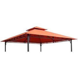 Maykoosh Mountain Lodge 2-Tier Replacement Canopy for 10 Ft. Canopy Gazebo, Outdoor Polyester Fabric, Slip Pockets in Corner for Frame, Terracota