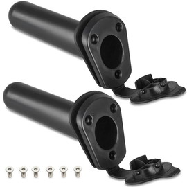 GOLRISEN 2 x Fishing Rod Holder Boat 30 Degree Fishing Holder Installation Boat Rod Holder Plastic Kayak Rod Holder Fishing with Lid and 6 Mounting Screws for Boat Fishing