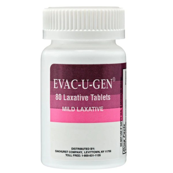 Evac-U-Gen Mild Laxative Tablets, Specially For Ages 55+ - 80 Ea (Pack of 3)