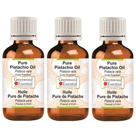 Greenwood Essential Natural Pistachio Oil (Pistacia Vera) Natural Pure Therapeutic Quality Cold Pressed (Pack of Three) 100 ml x 3 (10 oz)