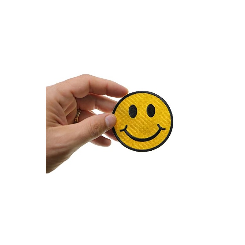 Patch, Embroidered Patch (Iron-On or Sew-On), Smile Face Patch, 3"
