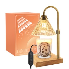 MAKYTWOW Candle Warmer Lamp with Dimmer, 2H/4H/8H Timer, Compatible with Yankee Candle Large Jar Candle, Home Decor Gift for her, Birthday Gift for mom, Home Scented Jar Candles Heater,Gold Wood