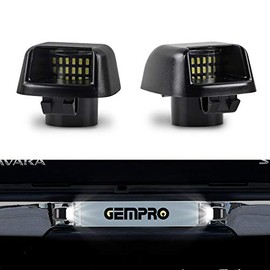 License Plate Light, GemPro 2Pcs LED License Plate Tag Lamp Assembly Replacement Compatbile for Nissan Frontier Titan Xterra Armada Suzuki Equatorx, Powered by 18SMD Xenon White LED Lights (black)