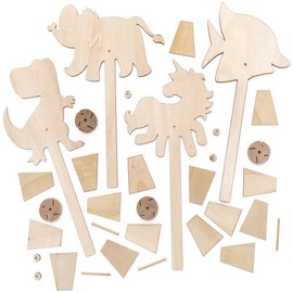 Baker Ross FE534 Wooden Windmill Kits 4 Pieces Kids Arts and Crafts Projects, Wooden Crafts for Kids to Decorate, Personalise and Display