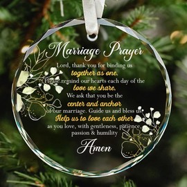 NETHOMEWOODS Christian Wedding Gifts for The Couple, Marriage Prayer Glass Christmas Ornament 2024, Religious Wedding Gifts for Newlyweds, Bridal Shower Gift for Couples Wife Husband