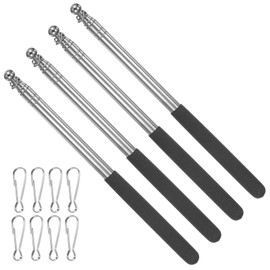 PATIKIL 5.2 Feet Telescopic Handheld Flagpoles, 4 Pack Stainless Steel Extendable Portable Guide Flag Pole with 2 Clips for Tour Guides Teacher Pointer, Black