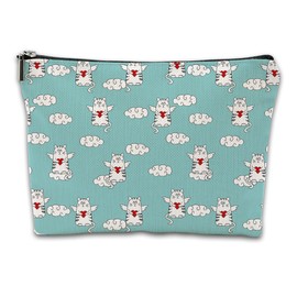 iapodiad Cosmetic Bag Abstract Flower Makeup Bag,Waterproof Small Mini Portable Travel Toiletry Bag for Women and Girl Travel Study Daily Storage, Cupids Cats, One Size