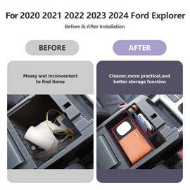 LUWU for Ford Explorer Accessories Center Console Organizer 2020-2024 Ford Explorer XLT/Limited/Active/ST-Line/ST/Platinum Armrest Organizer Insert Tray Ford Explorer Armrest Console Organizer (Red)