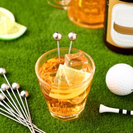 Honeydak Golf Party Decor 12 Pcs Metal Golf Ball Cocktail Picks 4.7 Inch Reusable Cocktail Stirrer Metal Picks for Drink Appetizers Sandwich Fruit Skewers Catered Events Buffet Party Holiday Supplies