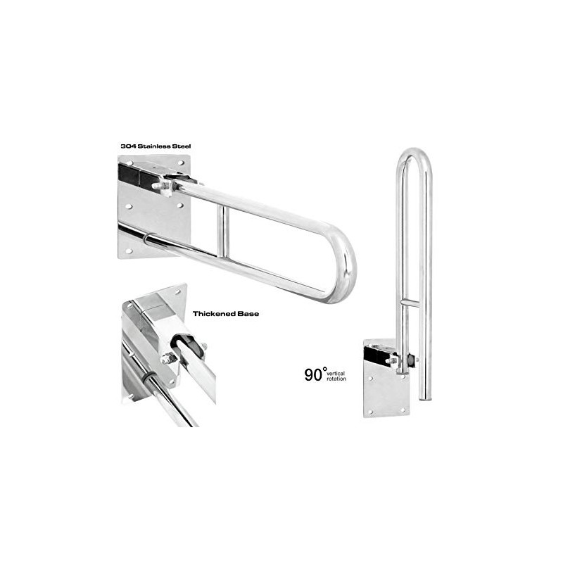 Stainless Steel Hinged Bathroom Safety Rail Grab Bar Support Drop