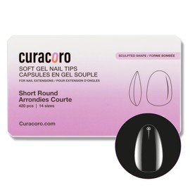 Curacoro Sculpted Nail Soft Gel Tips - 420Pcs Soft Gel Nail Extension Tips, 14 Sizes Clear Full Cover Fake Nails for Extension, Long-Lasting Salon Quality, Natural Look (Round, Short)