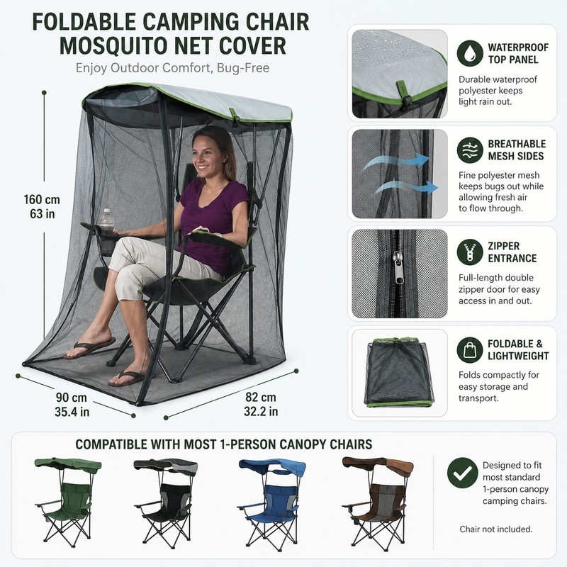 Mosquito Net for Canopy Chairs – Foldable Polyester Mesh Cover