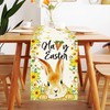 SEAHUI Happy Easter Table Runner Rabbit Tablecloth Bunny Flower Linen