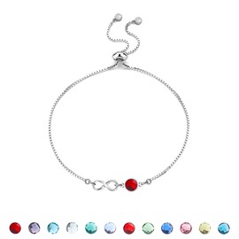 Yumioxa 12 Months Birthday Stones Tennis Bracelets Adjustable Bracelets Jewelry for Women Unique Birthday Color Crystal Bracelets for Her (January(Infinity))