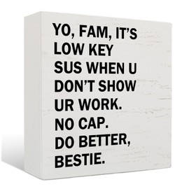 Nrleey Funny Students Teachers Gift Sign - Math/English/Science/History Teacher Gift Wooden Box Signs for Home Classroom Study Room, Middle School Classroom Must Haves, 5 X 5 Inches