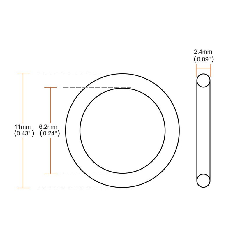 uxcell Silicone O-Rings, 11mm OD 6.2mm ID 2.4mm Width VMQ