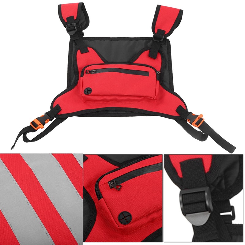 Multi Functional Outdoor Sports Running Chest Bag Adjustable Red Vest