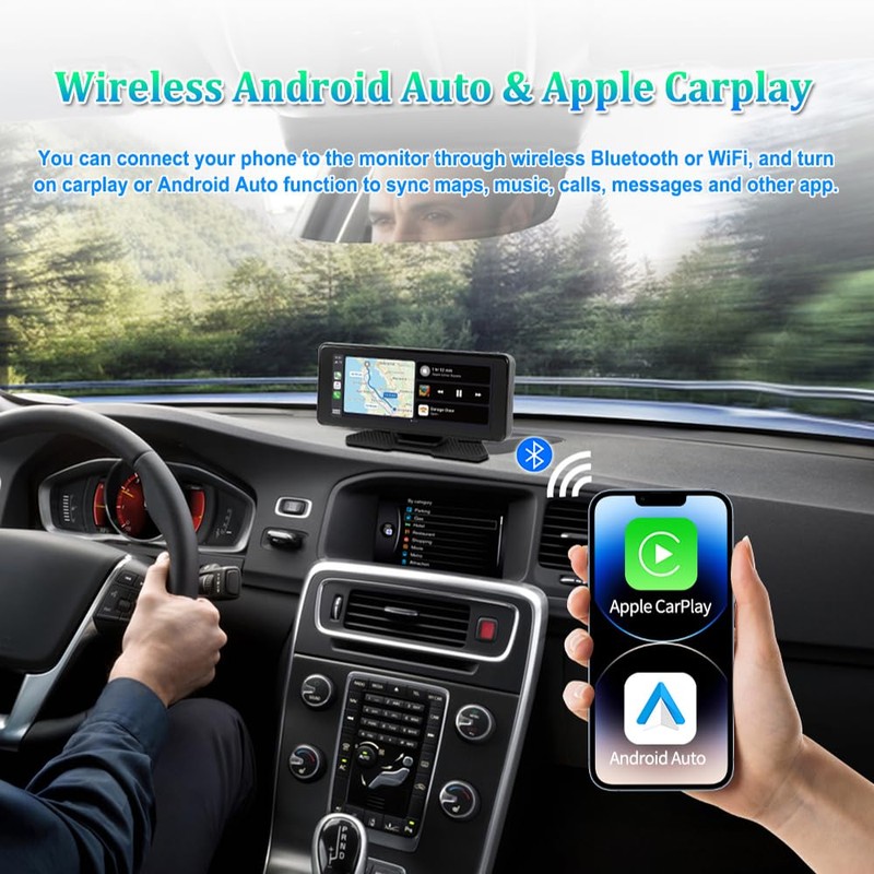 VSYSTO Car Stereo Wireless Carplay and Android Auto, 10.26" Touchscreen