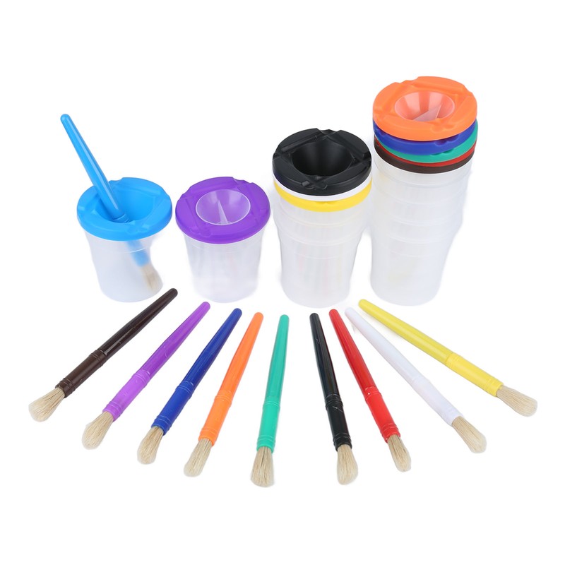 10 Pieces Spill Proof Paint Cups Kids Painting Set with