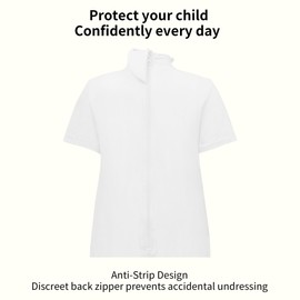 EEOST Adaptive Clothing for Kids Special Needs Autism Sensory Jumpsuit Anti-Strip Romper with Back Zipper Sizes 3-16 Years (White, 5-6 Years Old)