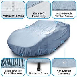 iCarCover Fits: [Studebaker Champion Starlight Coupe] 1950-1958 Premium Full Car Cover Waterproof All Weather Resistant Custom Outdoor Indoor Sun Snow Storm Protection Form-Fit Cover with Straps