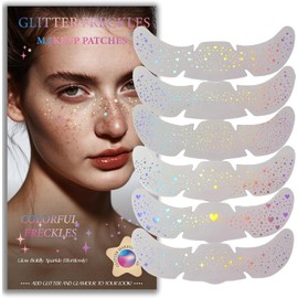 Pecas brillantes, tatuajes holográficos para rostro y cuerpo con purpurina dorada para mujer, accesorios de maquillaje estrella para festivales y fiestas (holográficos).