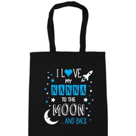 Hippowarehouse I Love My Nanna to the Moon and Back (Blue) Tote Shopping Gym Beach Bag 42cm x38cm, 10 litres