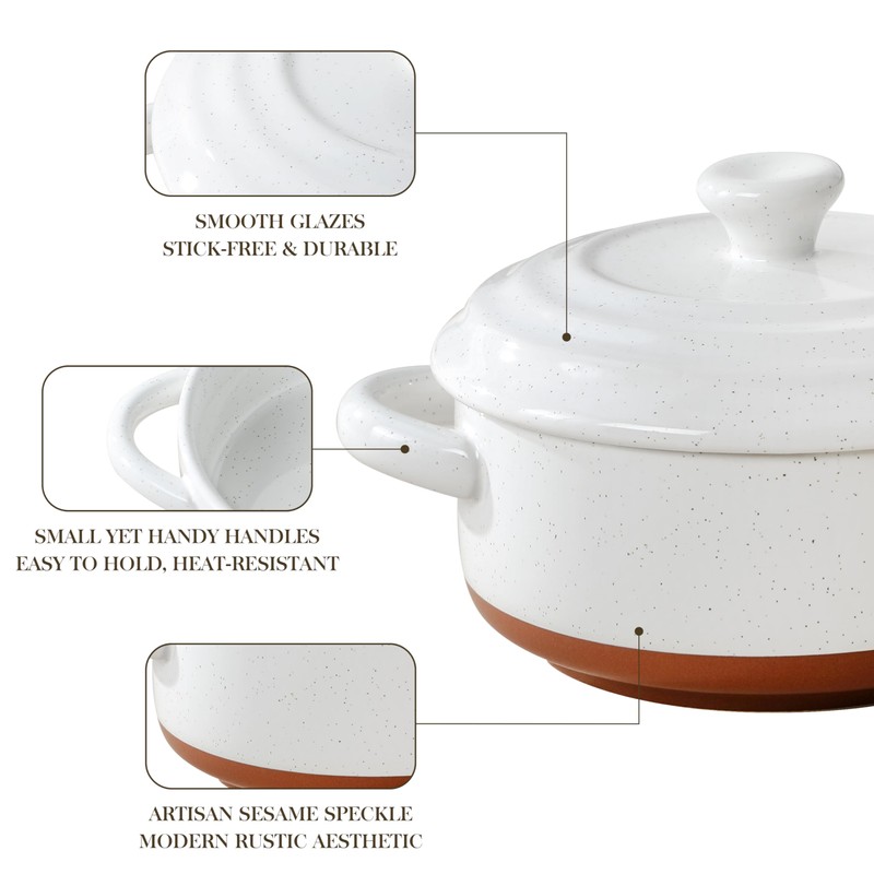 MALACASA Mini Cocotte Set - 12 OZ Small Casserole Dishes
