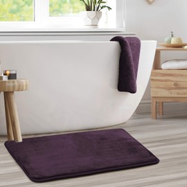 Clara Clark Bathroom Rug 36" x 24"- Bathroom Rugs, Memory Foam Bath Mat, Plush, Cozy, Ultra Soft, Non Slip, Machine Washable, Quick Dry - Purple