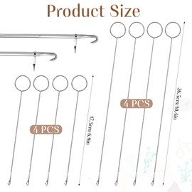 YQQYG 8 PCS Loop Turner Sewing Tool, Silicone Bead Tool Fabric Tube Turner Tools with Latch for Weaving Sewing Tools, Stringing, Silicone Beads Weaving