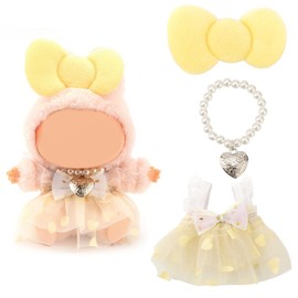 WALLFID - Juego de 3 piezas para muñecas de 17 cm, con collar de perlas y accesorio de moda con lazo grande, clóset (sin muñeca)