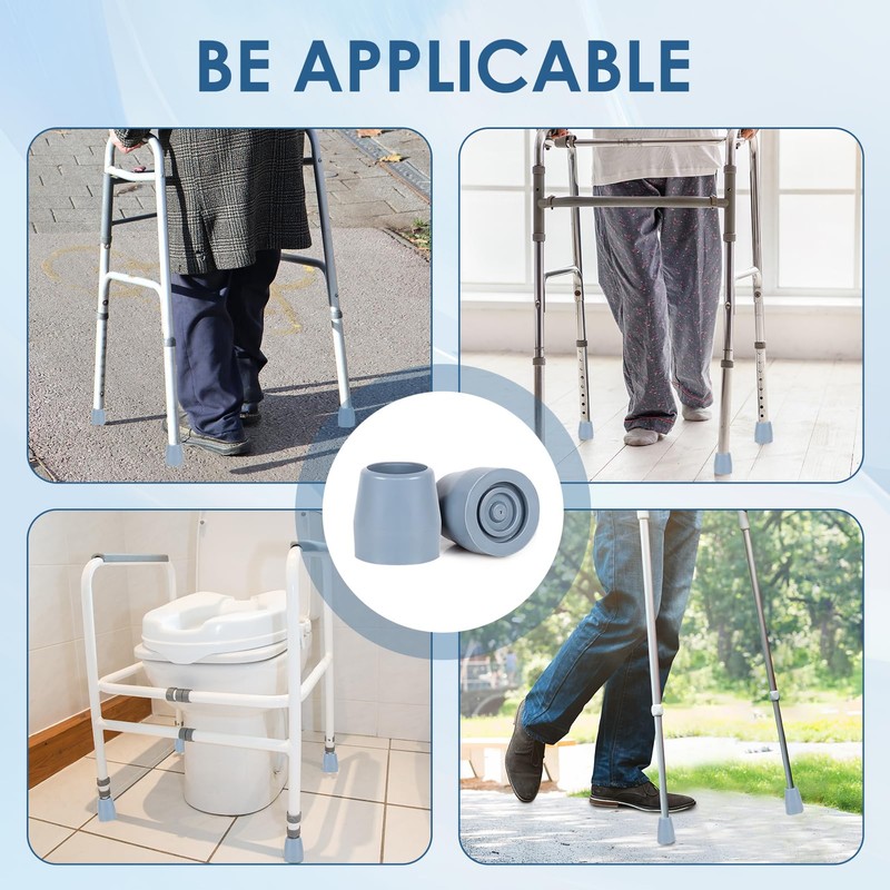 9mm Heavy Duty Rubber Ferrules for Walkers, Zimmer Frames Commodes