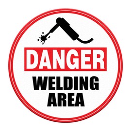 Danger Welding Area Floor Decals Red Black Anti-Slip Round Shape Industrial & Craft Signs Stickers 17Inches Longer Side
