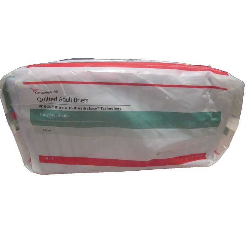 Cardinal Health Wings Quilted Adult Disposable Briefs Size Large Pack