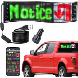 SanLank Led Sign, Bluetooth App Programmable Led Car Sign, USB 5V Scrolling Message L...