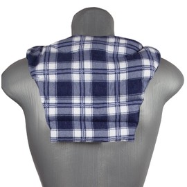Neck Pillow with Back Panel Flannel Checked Blue Cherry Stone Pillow Neck Cushion Back Heat Cushion