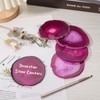 Nupuyai 2pcs Fuchsia Agate Slices Cup Mats Coasters for Drink,