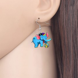 DALANE Cute Acrylic Anime African Elephant Earrings Dangle Drop Jungle Animals Jewellery Gifts for Women Girls Charms, Acrylic, No Gemstone