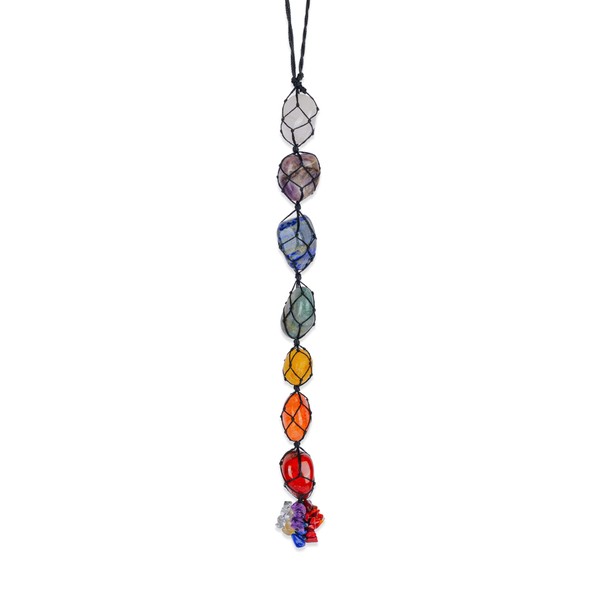 Seven Chakra - Crystal Hanging Ornaments - Good Luck Crystal Decor - 7 Chakra Stones - Raw Crystal 7 Chakra Gemstone Wall Decor - Crystals Window Hanging