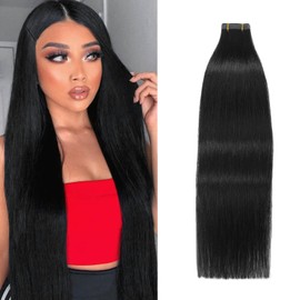 WindTouch Tape in Hair Extensions Jet Black 100% Human Hair for fashion women Extensions 20 Pcs/Package(16Inch #1 30g)