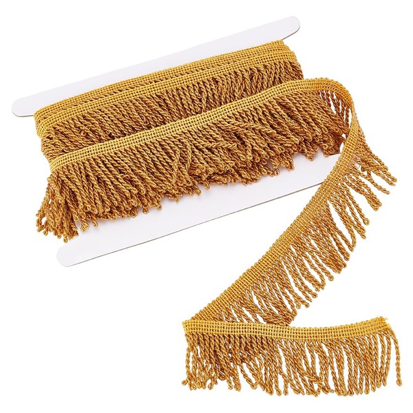 PH PandaHall 4.6m Tassel Fringe Trim Bullion Fringe Trim Gold