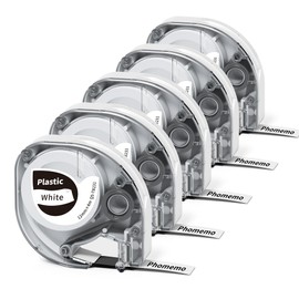 Phomemo Memoking P12Pro F12 Compatible with Label Printers, Genuine Thermal Tape, Sticker Print, White with Black Letters, Set of 5, For Home Use, Storage Organization, Condiment Stickers, Name Tape