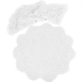 kilofly Crochet Cotton Lace Table Placemats Doilies Value Pack, 4pc, Roma, White, 13.7 inch
